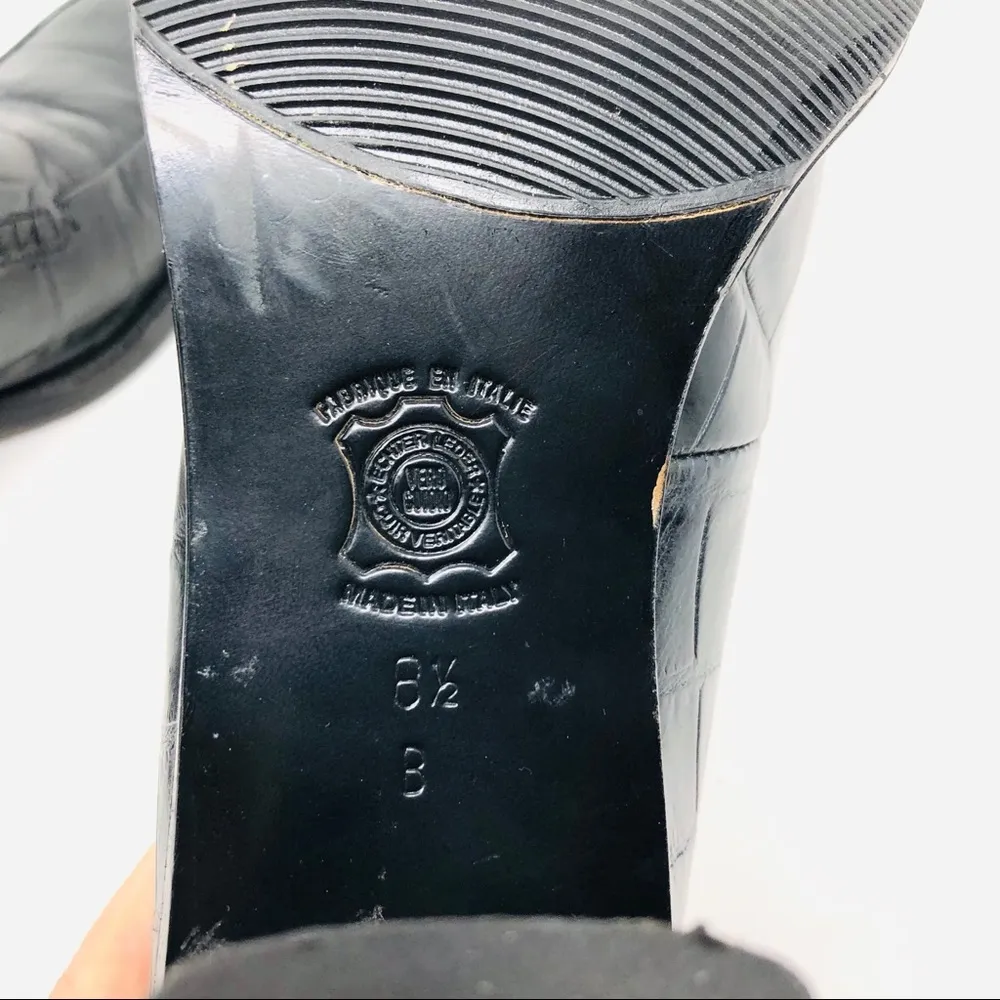 KENNETH COLE black leather heeled loafers - Image 8