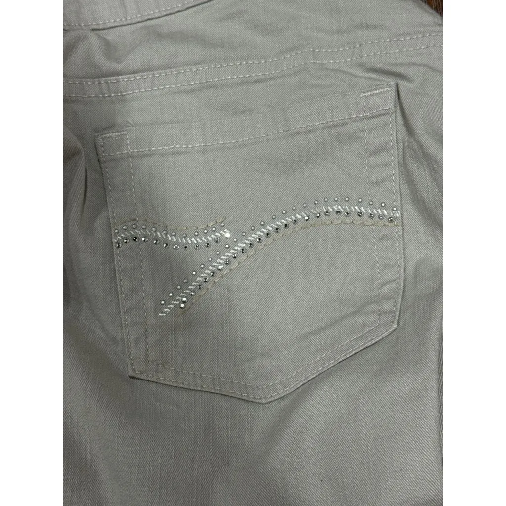 Gloria Vanderbilt Amanda Size 16 Womens Beige Rhinestone Pocket Stretch Jeans - Image 4