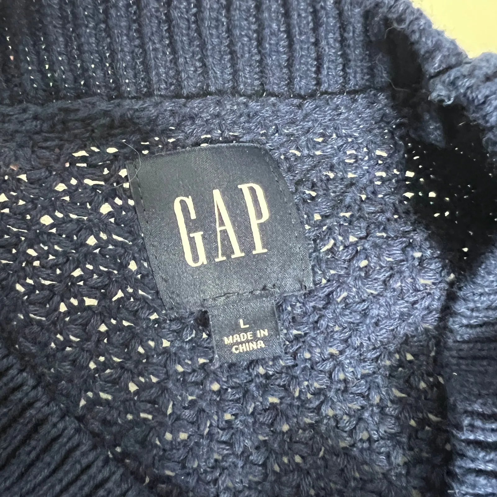 Gap Textured Crew Neck Pullover Sweater Midnight Blue Size Large - Image 9