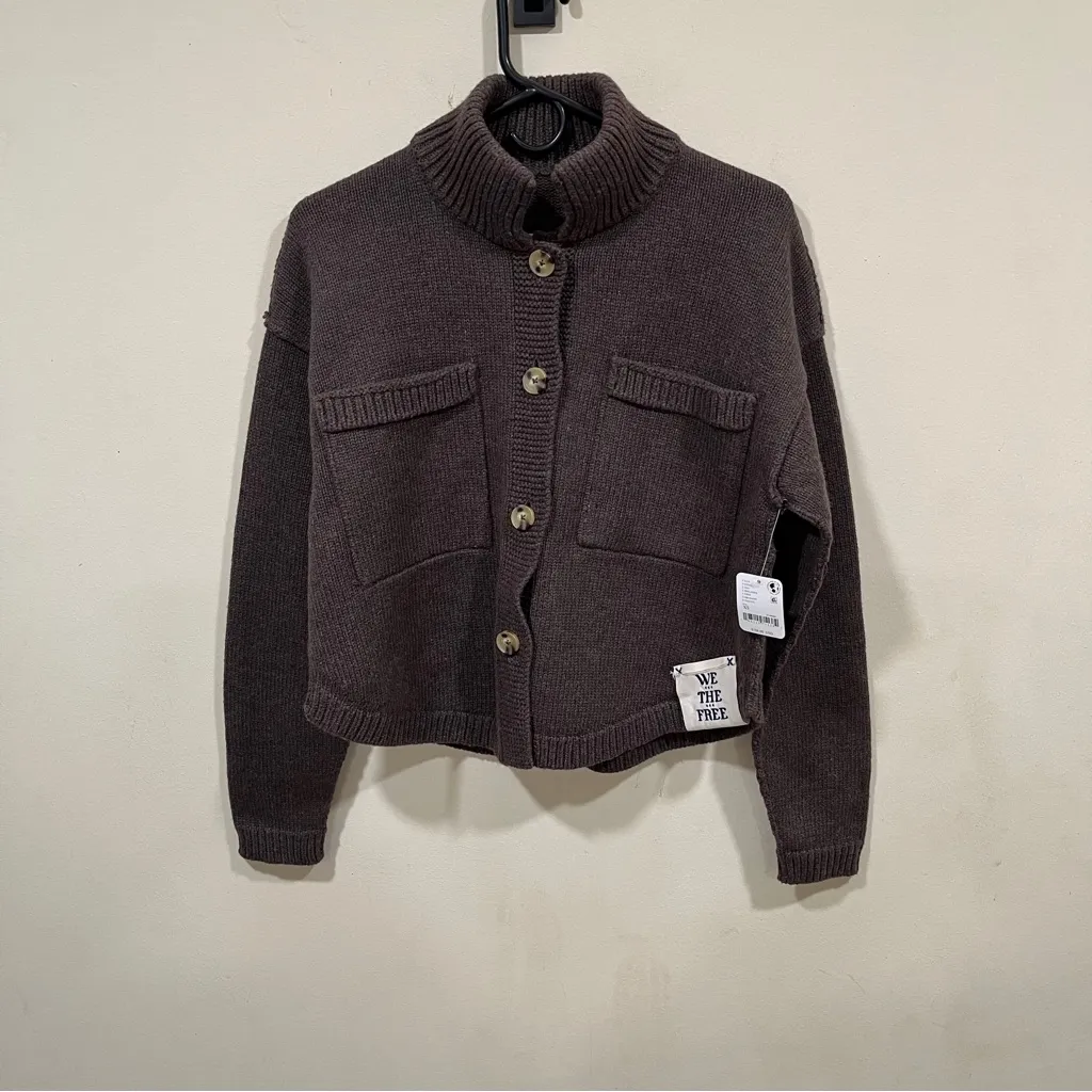 NWT Free People Sweater Cardigan Long Sleeve Button Knit Top Casual Outerwear XS - Image 8