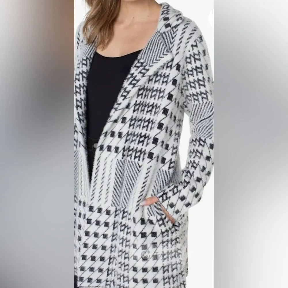 Liverpool Women's Open Front Coatigan Sweater Black/White XL NWT Wantable - Image 2