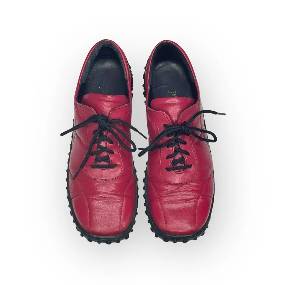 Jacques Cohen 𖦹 Hipster Chic Quilted Leather Sneakers 𖦹 Fire Engine Red 𖦹 8M Size 8 - Image 8