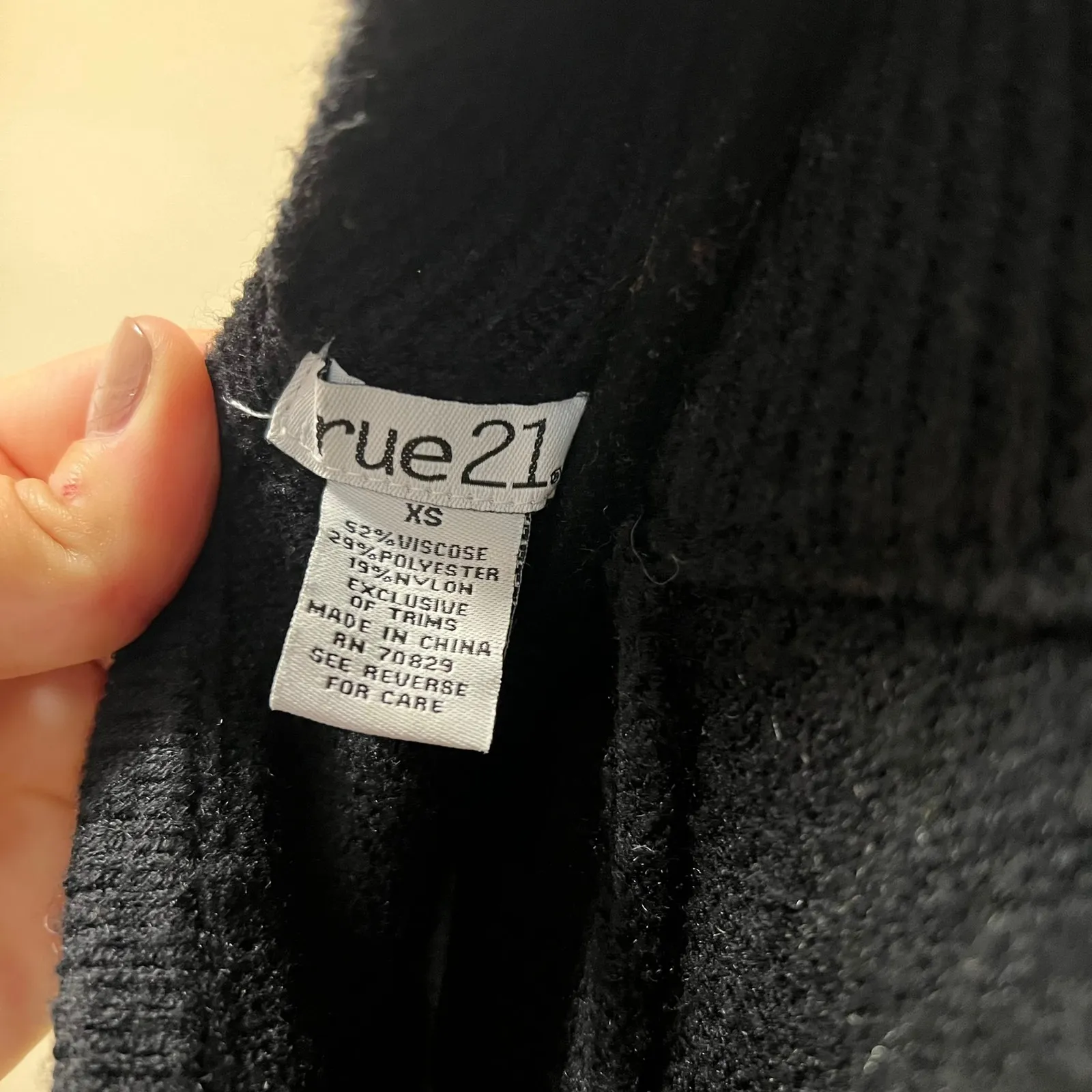 rue21 Crop Top Sweater Black Long Sleeve Pullover Back Tie High Neck Sz XS - Image 7