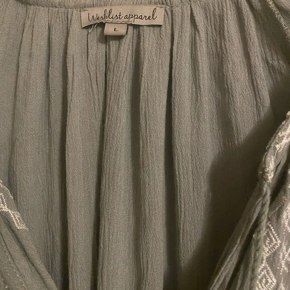 ✨ EMBROIDERED V-NECK TUNIC DRESS LONG TIE WITH TASSEL ENDS✨ - Image 5