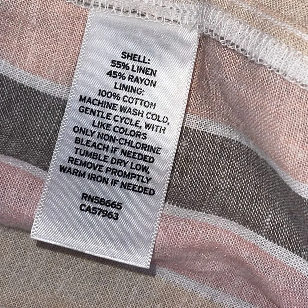 Caslon Womens Striped Square Neck Linen Blend Maxi Dress Pink Cabana Medium NWT - Image 11