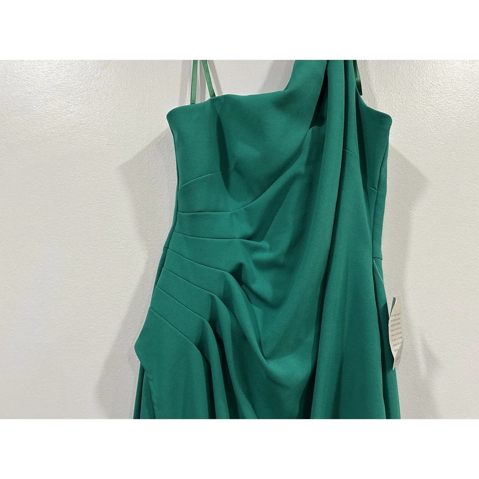 Betsy & Adam Green One Shoulder Side Ruched Gown Sz 14 NWOT - Image 3