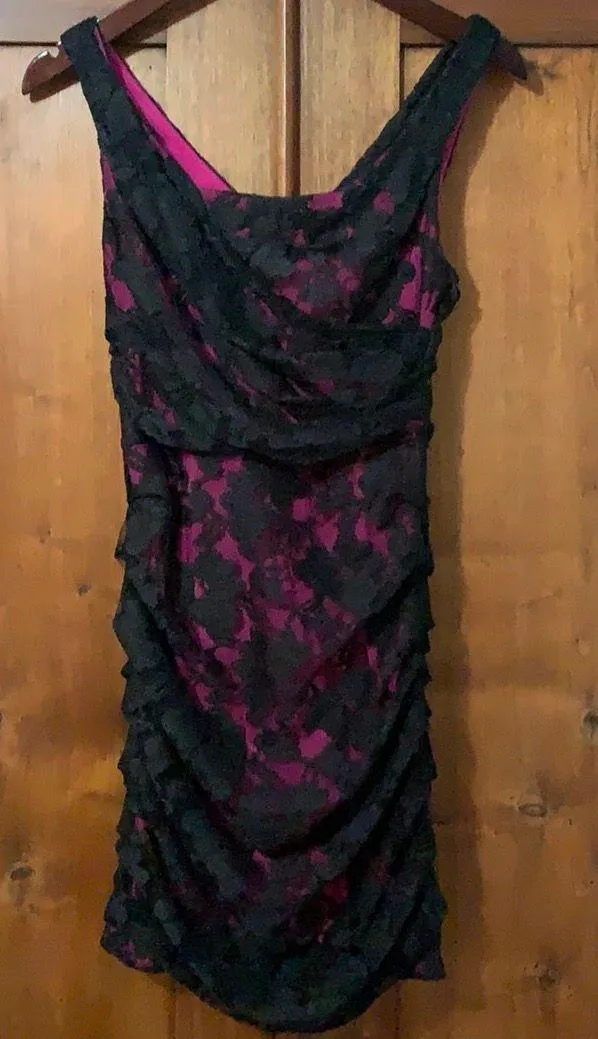 Black And Pink Lace Dress - Image 2