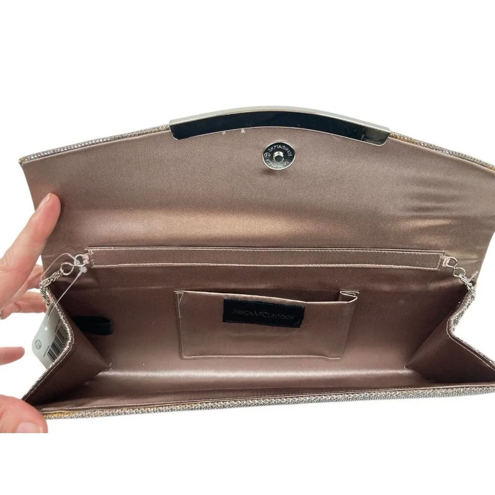 New Jessica McClintock Baguette Purse Champagne Sparkle Party Cocktail Wedding - Image 5