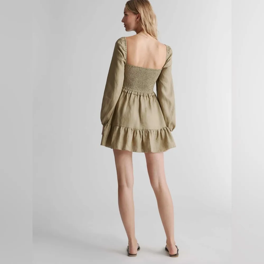 NEW Quince 100% European Linen Smocked Mini Dress Small - Image 10