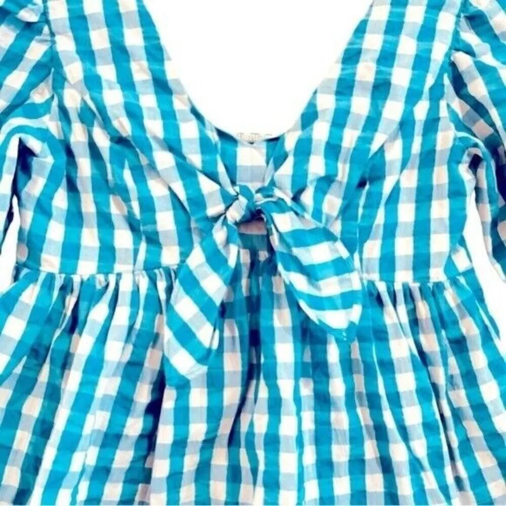 LIlLY PULITZER Sarafina Short Sleeve Crinkle Gingham V-Neck Top Size 4 NEW - Image 5