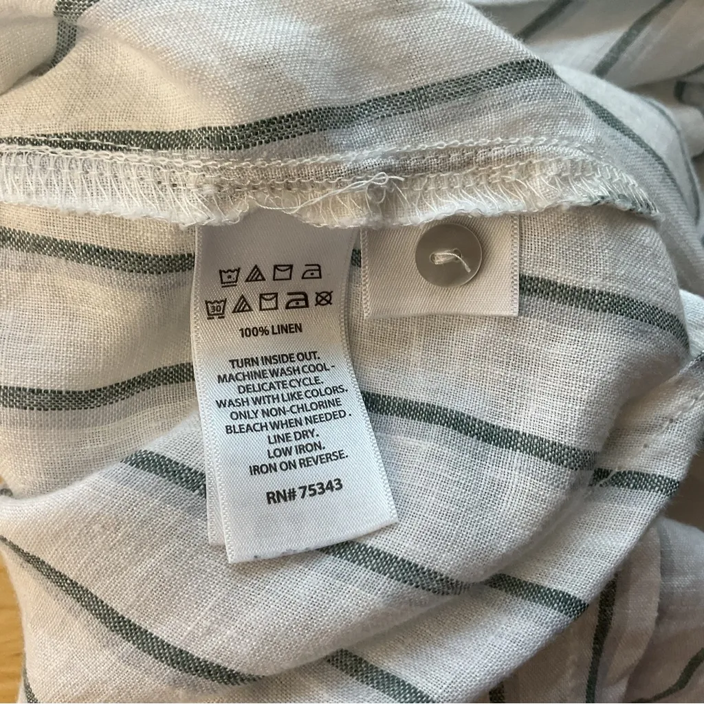 Sigrid‎ Olsen Linen Striped Button Down Shirt Size Small - Image 5