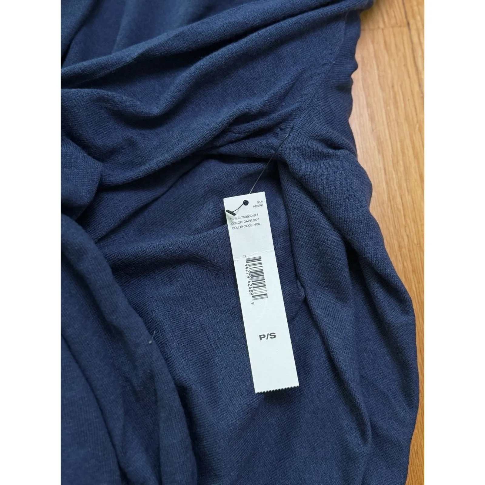 DKNY Women’s Open Duster High Low Cardigan Silk Cashmere Blend Navy Blue Size S - Image 13