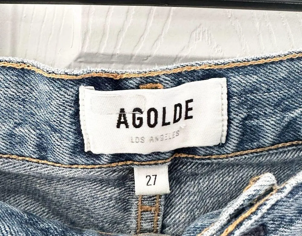 Riley High Rise Straight Crop Denim Jeans Button Fly In Frequency 27 - Image 13