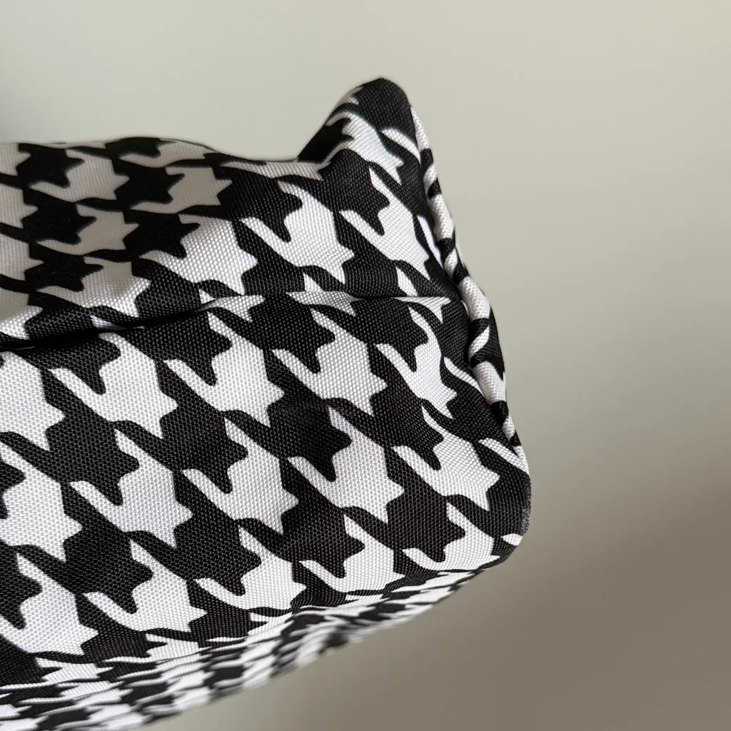 Vera Bradley Tote Bag in the "Midnight Houndstooth" pattern with yellow straps - Image 5