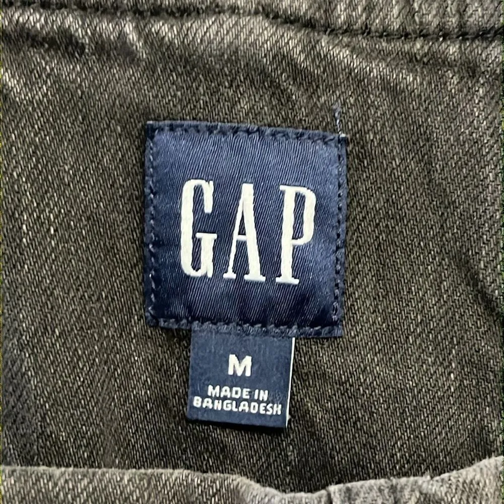 GAP Acid Wash Black Adjustable Razorback Overalls Pockets and Side Buttons- M - Image 11