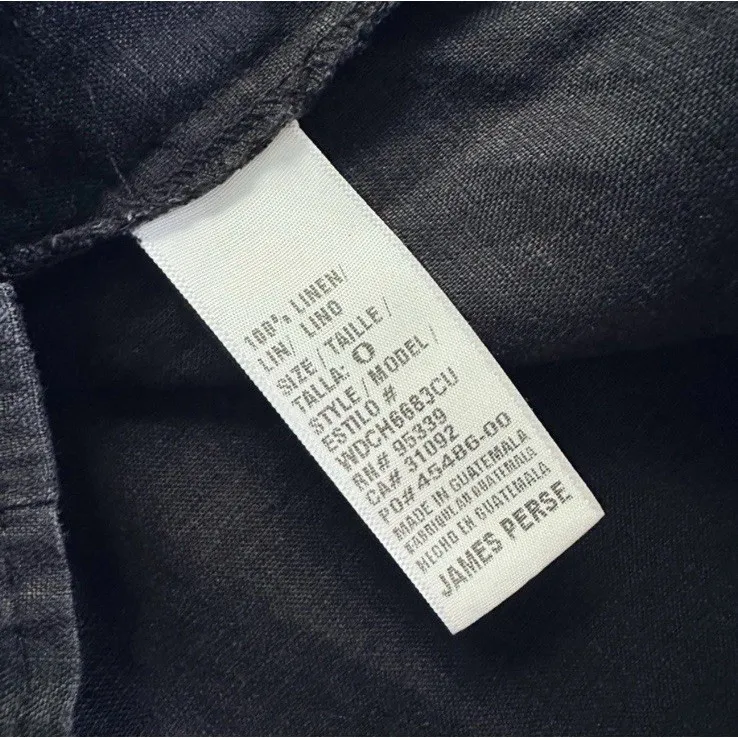 NEW James Perse Women's Linen Shirt Dress Black Short Sleeve Size 0 - Image 4