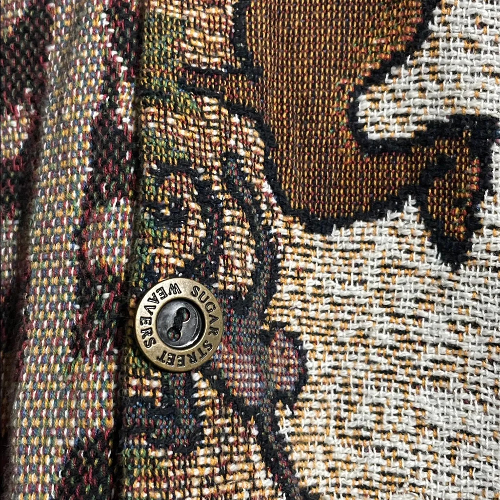 Sugar Street Weavers Safari Art to Wear Tapestry Jacket Vintage Size S - Image 5