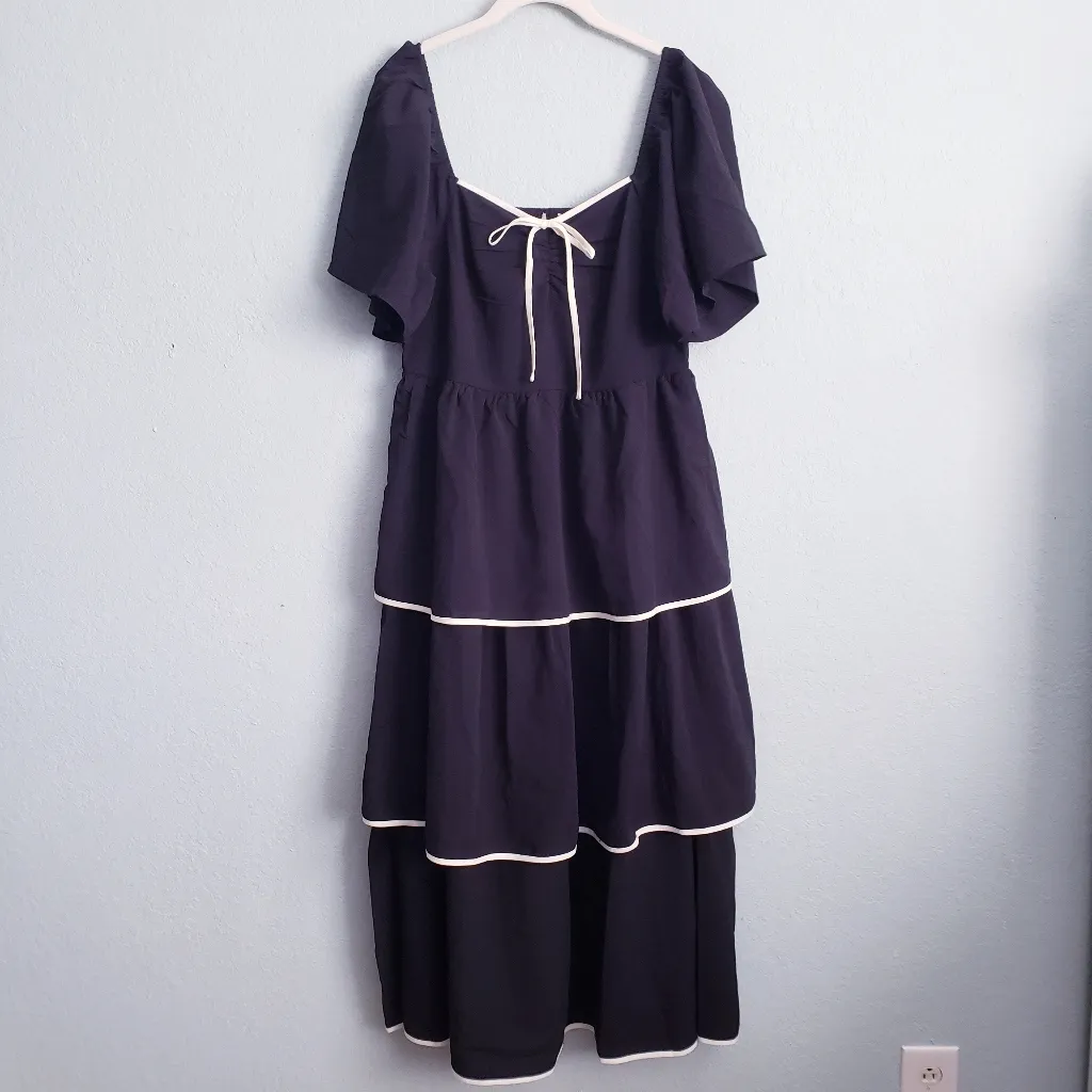 Baltic Born Madrid Black Tiered Midi Dress - Image 2