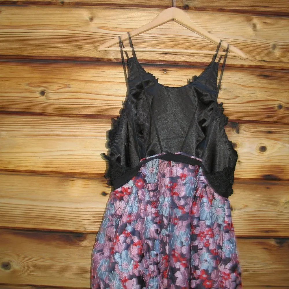 Monique Lhuillier Black Multi Long Floral Dress Gown 12 - Image 10