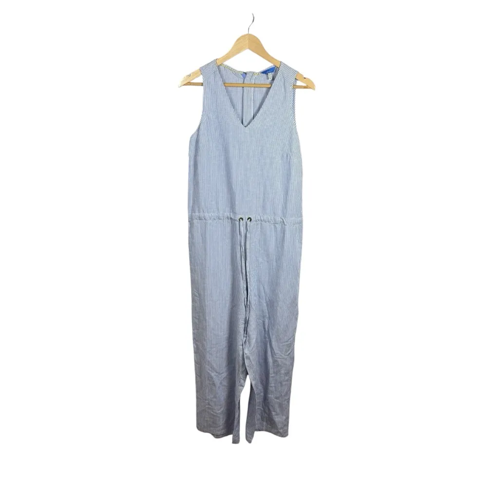 Joules Women’s Angela Linen Blend Jumpsuit in Blue Stripe Size 4 - Image 5