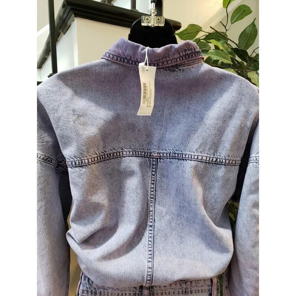 Nasty Gal Jumpsuit Womens Size 6 Blue Denim Pocket Detail Acid Wash Button Front - Image 2