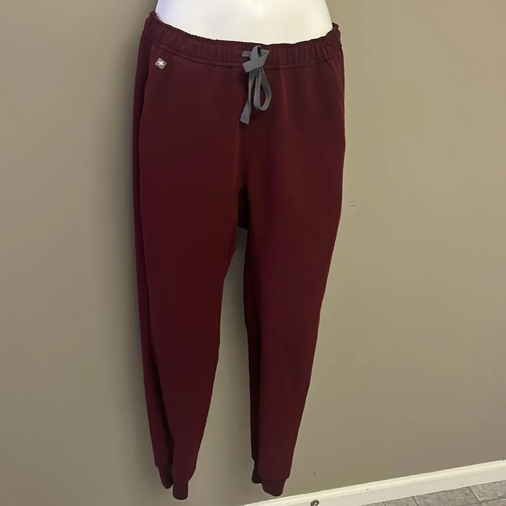 FIGS Burgundy Women’s Pull-On Pockets Elastic Waistband Drawstrings- Medium - Image 3