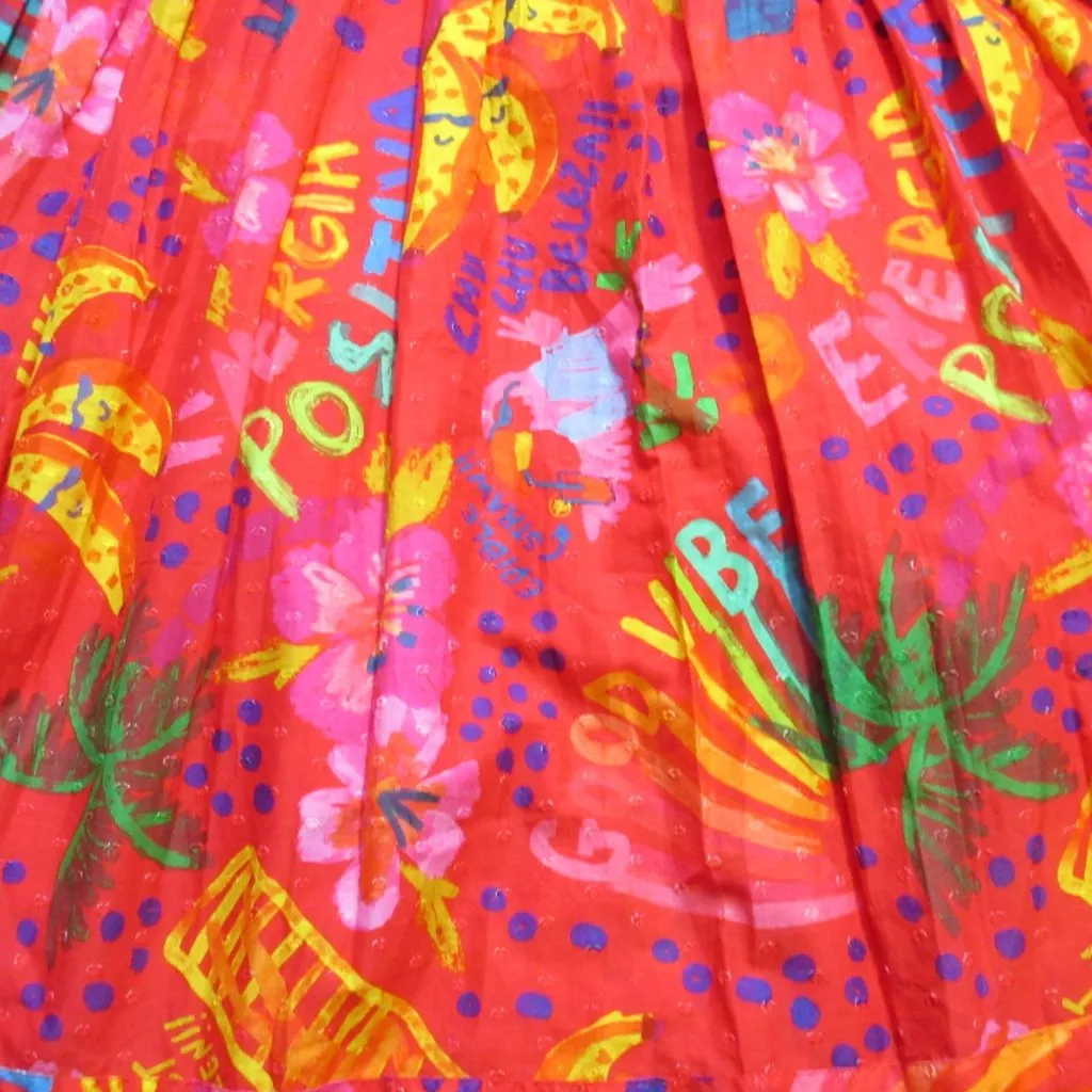 NWT FARM Rio Good Vibes Midi in Red Rainbow Swiss Dot Shirt Dress XS - Image 7