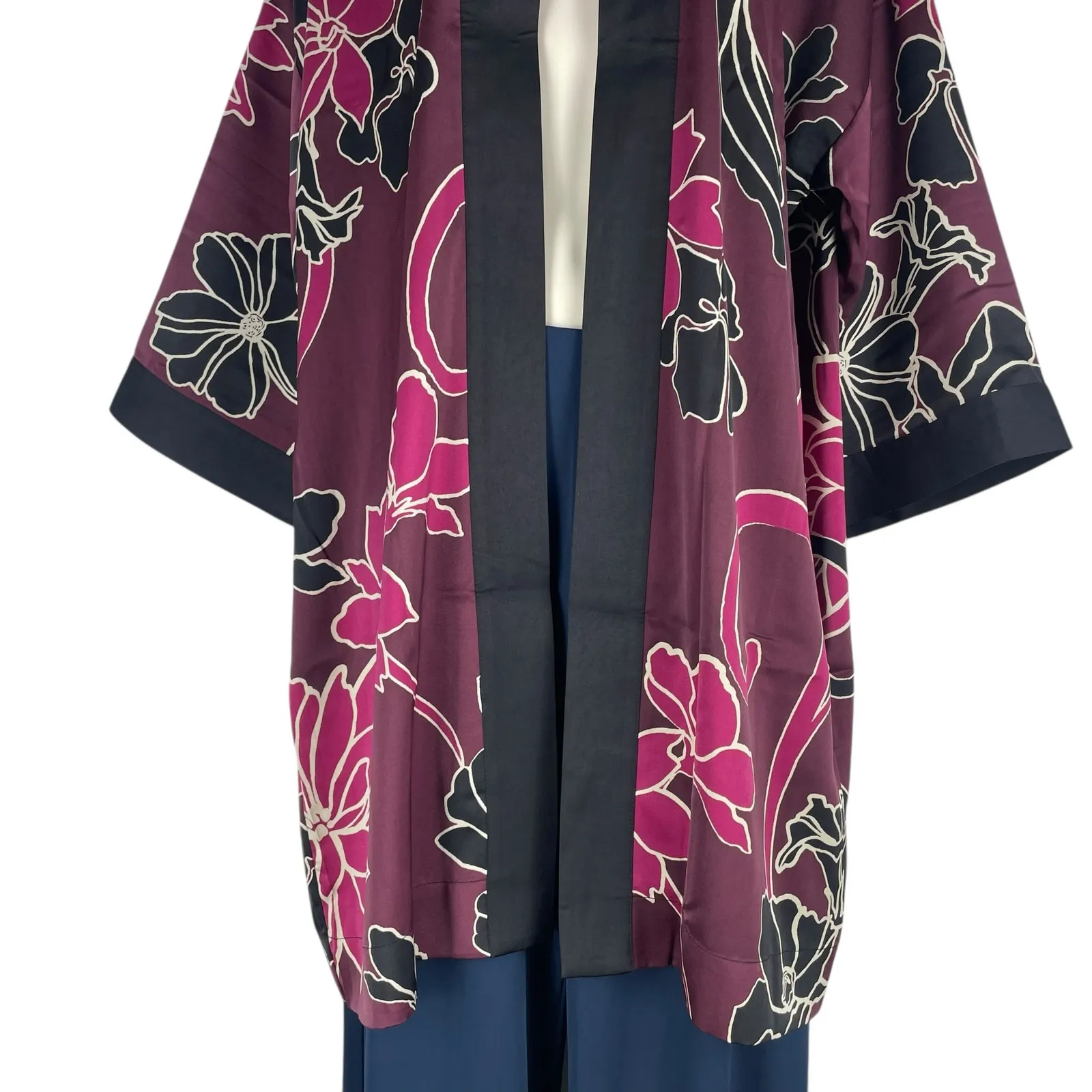 Chico's Travelers Floral Printed Kimono Jacket Deep Chianti Size L/XL - Image 6