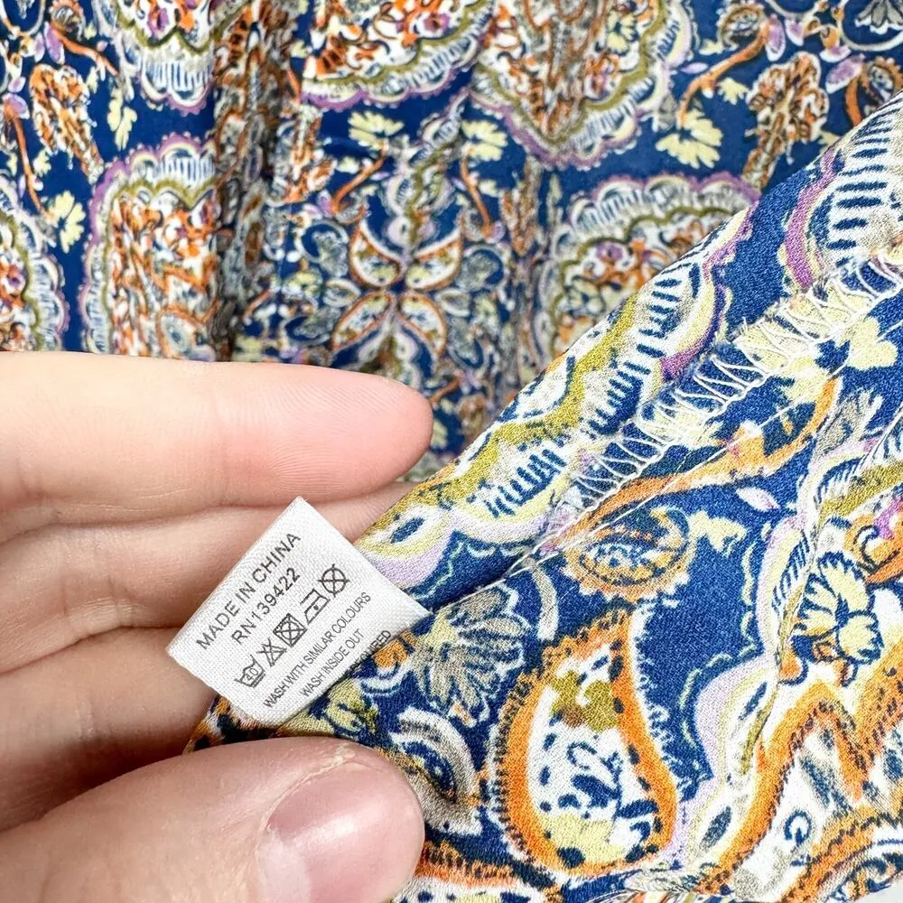 Tobi Women Size Small Boho Fairy Beach Top Paisley Print Kimono Lace Bell Sleeve - Image 4