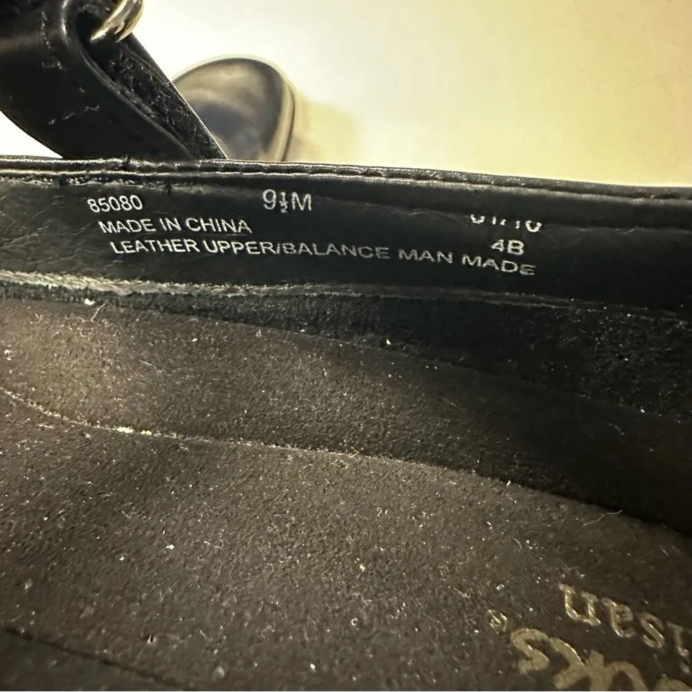 Clarks Artisan Mary Jane Shoes Womens 9.5 Black Leather Comfort Wedge Heels - Image 6