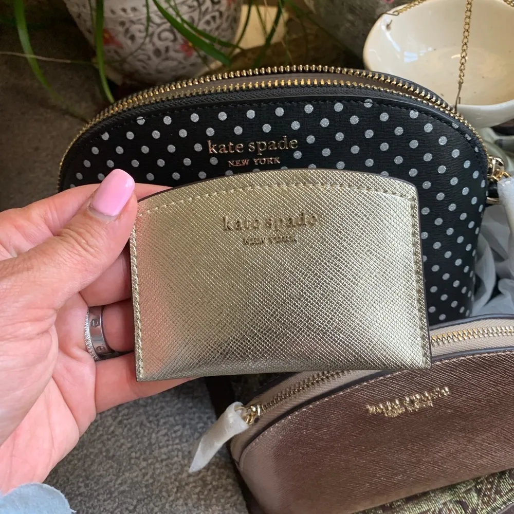 Authentic KATE SPADE leather metallic dots 3 in 1 Crosby/cosmetic/card - Image 11