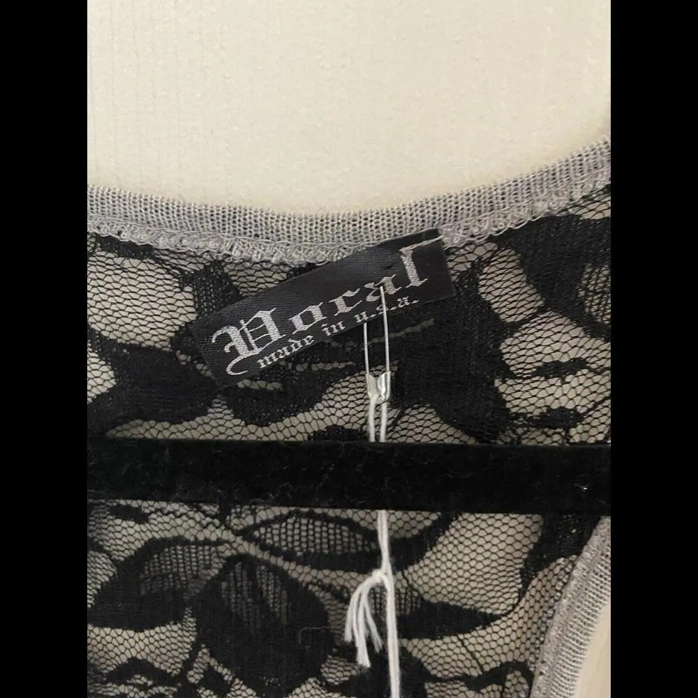 Vocal Sleeveless Rose Duster Sz.M Gray&Black - Image 6