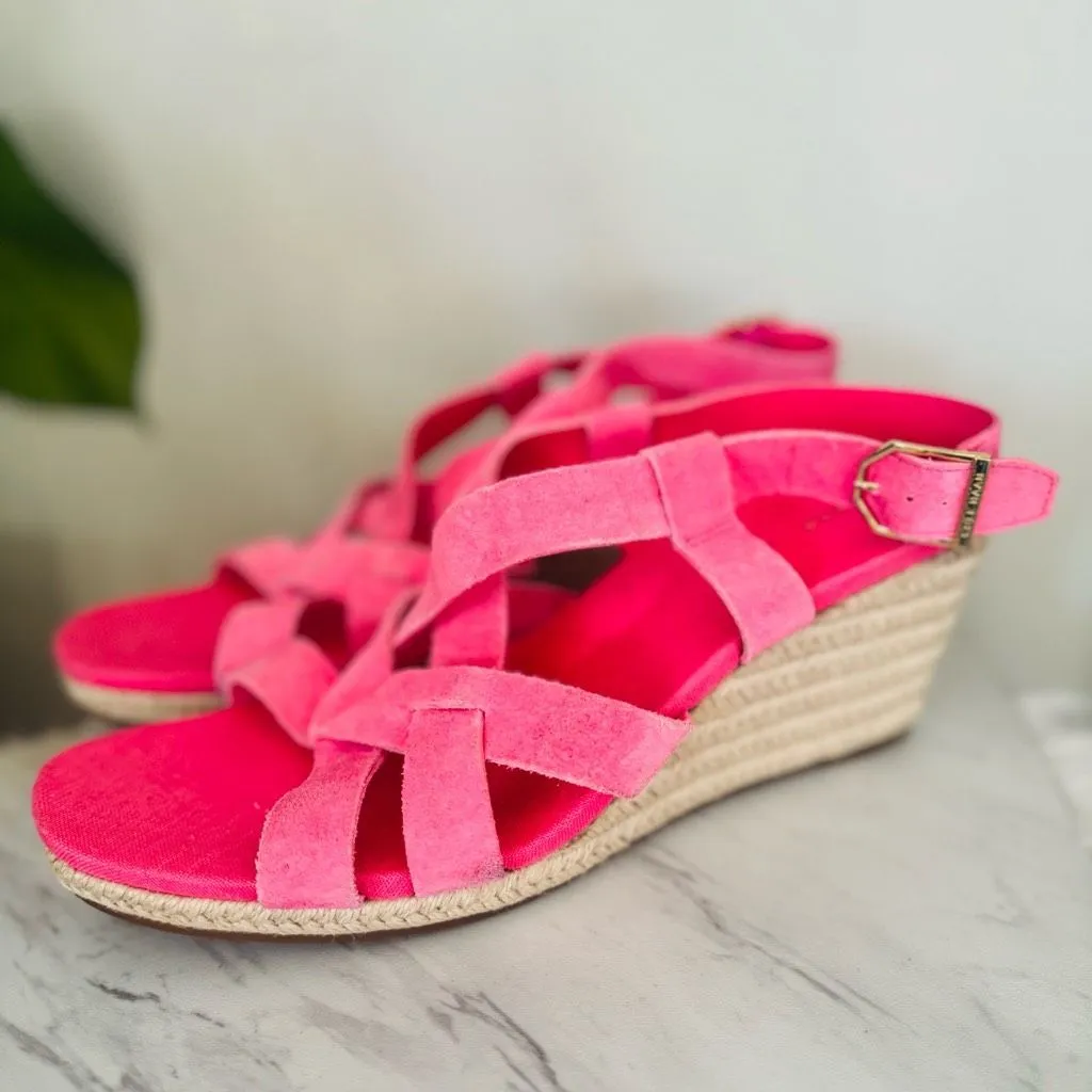Cole Haan Crystal Wedge Leather Espadrille Strap‎ Sandal, Pink, Size 9, NWOB - Image 2