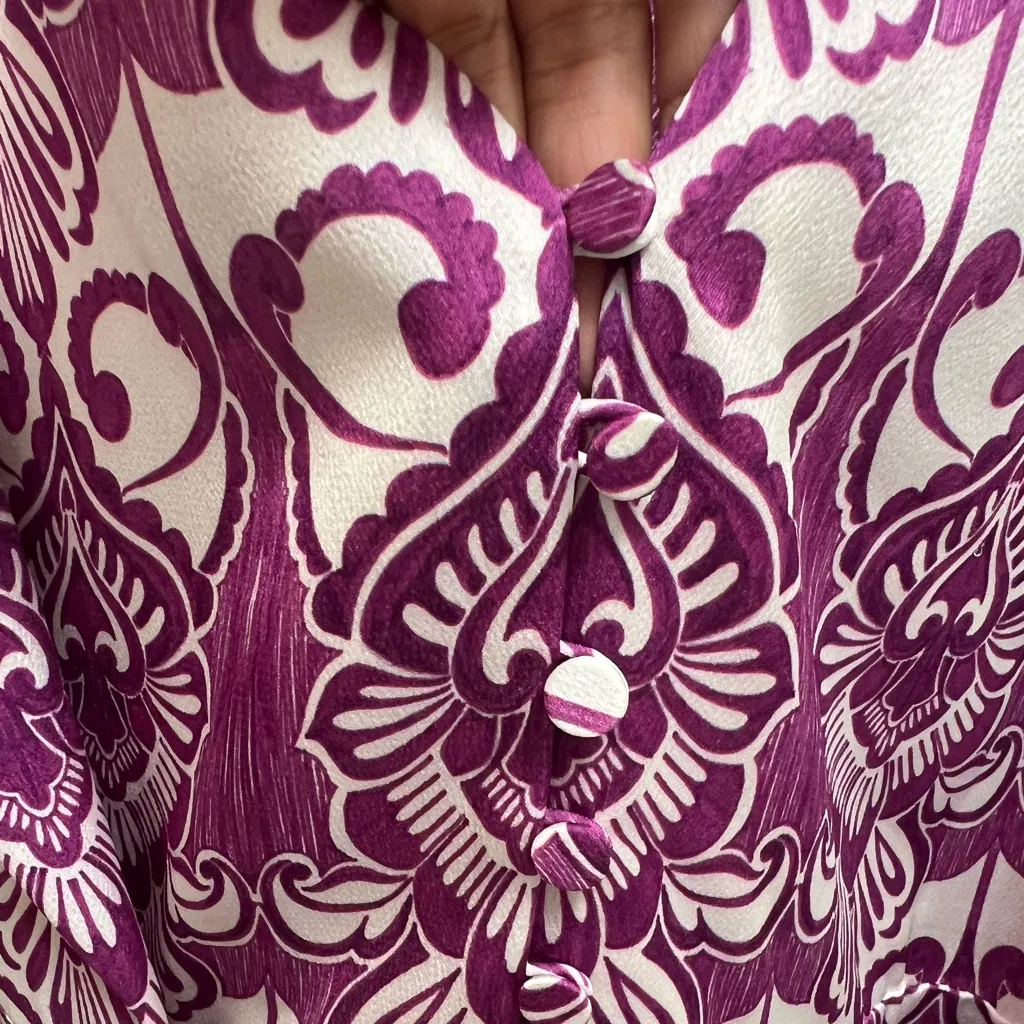 ALEXIS Wynova Midi Dress Puff Sleeve Waist Tie in Mulberry Size XL - Image 12