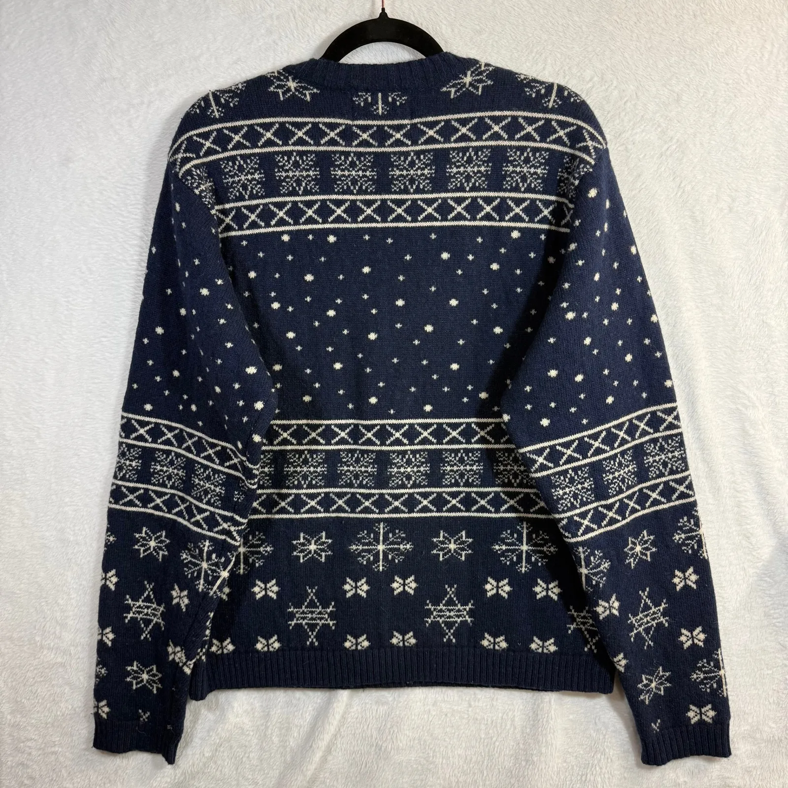 Vintage Disney S Wool Sweater Mickey Goofy Daffy Fair Isle Holiday Nordic Winter Blue - Image 3