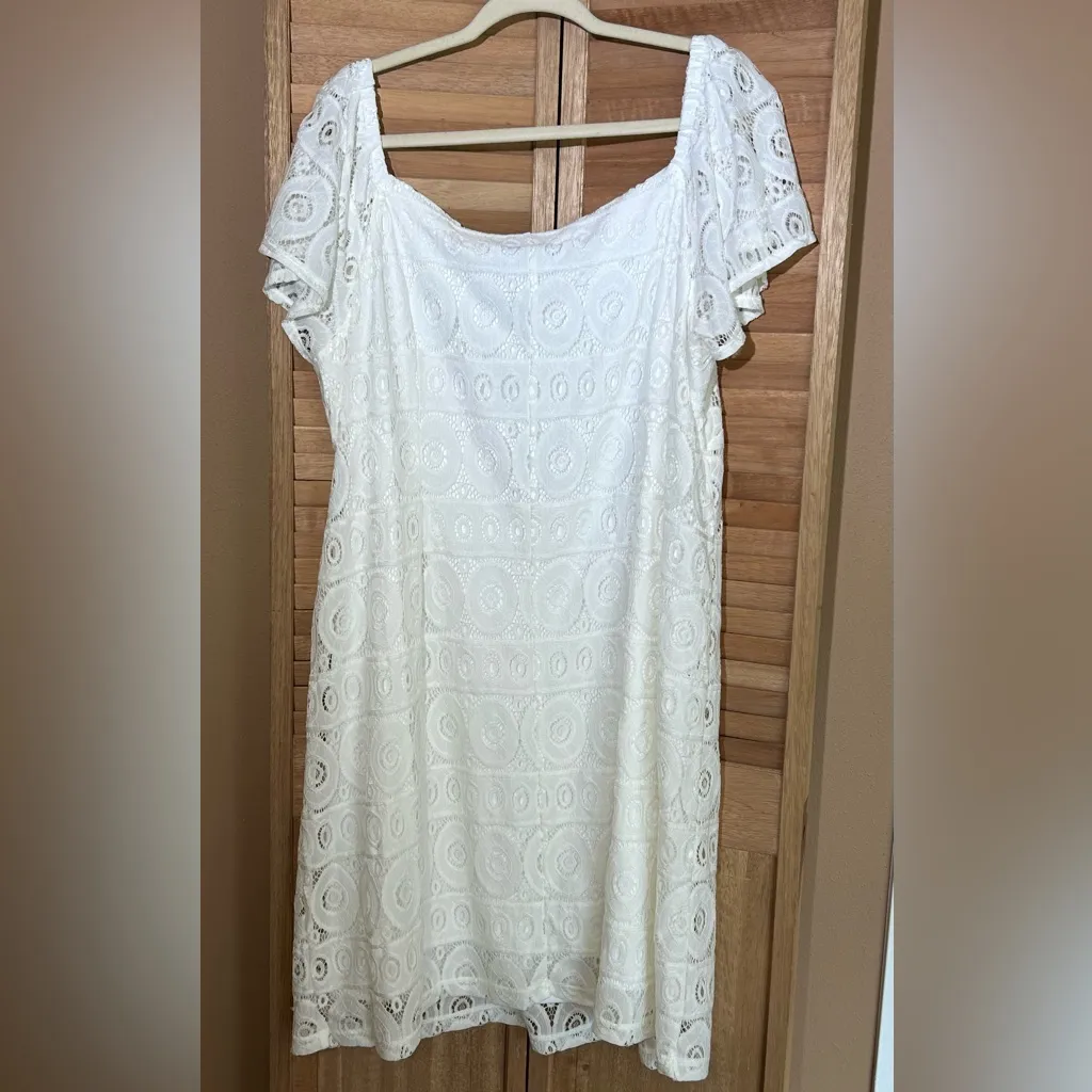 Roz & Ali womens size 3X white lace butterfly sleeve midi dress - Image 3