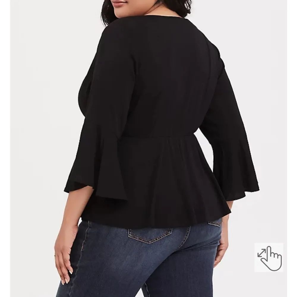Torrid Black Stretch Challis Bell Sleeve Midi Top Size 00 M/L 11945521 - Image 8
