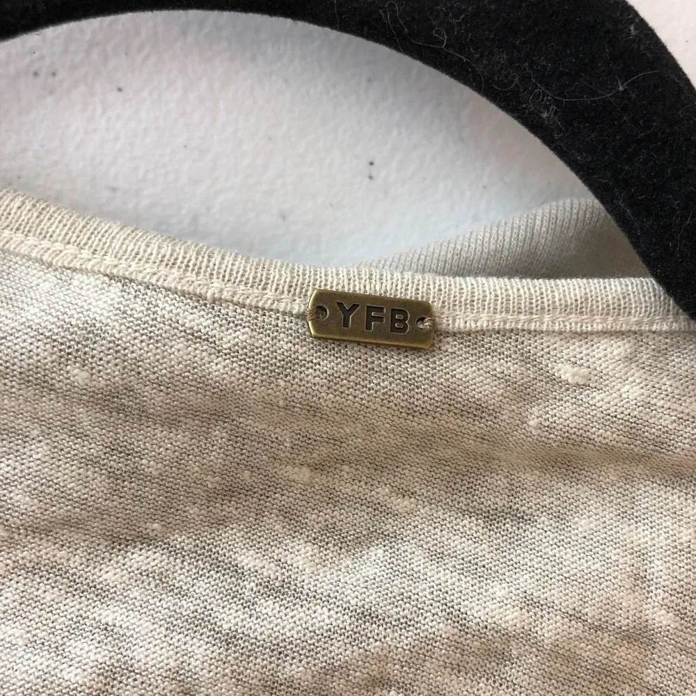 NWOT Young Fabulous & Broke Gray Long Sleeve Linen Cropped Ballet Wrap Tee Sz S - Image 3