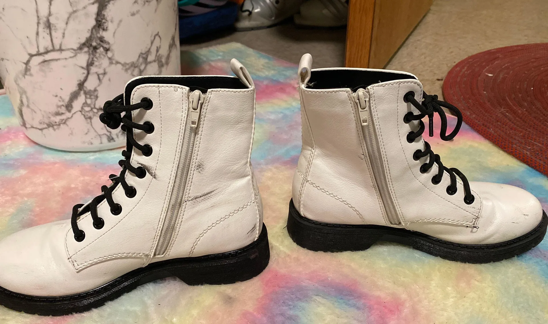 White Combat Boots Size 7 - Image 2