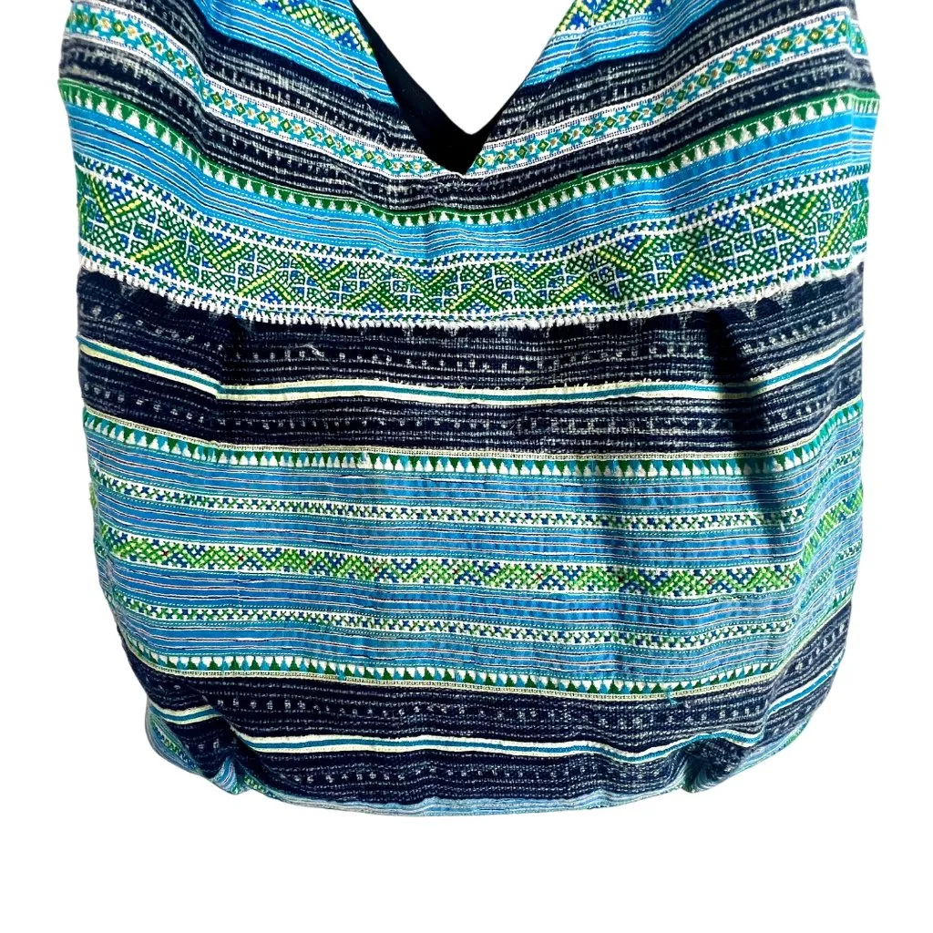 Vintage Boho Woven Hobo Hippie Shoulder Bag Cotton Ethnic Sling Blanket Tote - Image 3