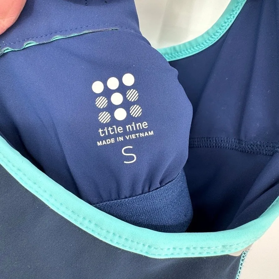 Title Nine Racerback Athletic Tennis Dress Womens S Blue Nylon Pocket Shelf Bra - Image 7