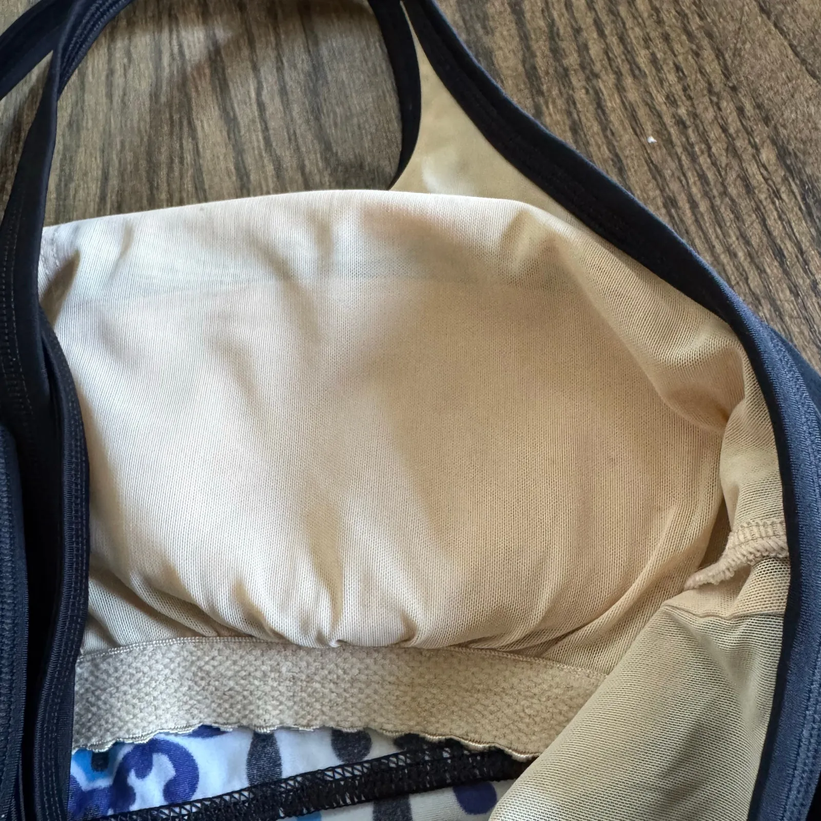 Lands End Womens Blue Black Geometric Floral Tankini Swim Suit Top Size 12 - Image 6