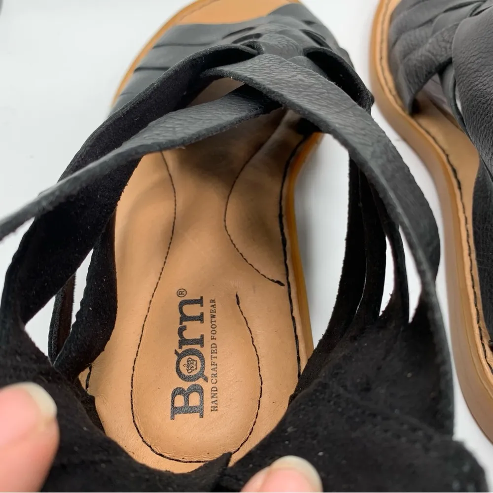 New Women's Born Iwa Woven NWT black leather size 7M sandals 1732 - Image 5