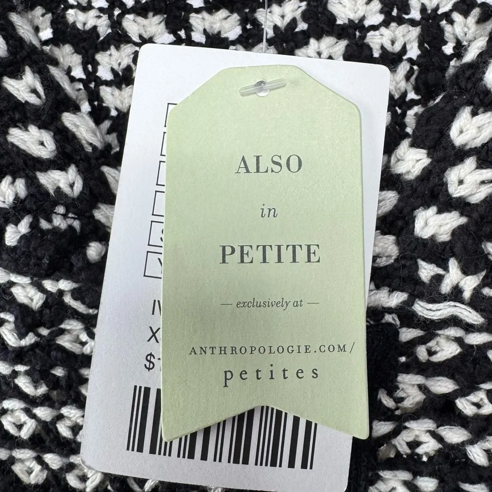 NWT Anthropology Yellow Bird Slubby Moto Jacket Sweater in Ivory Black Size‎ XS - Image 7