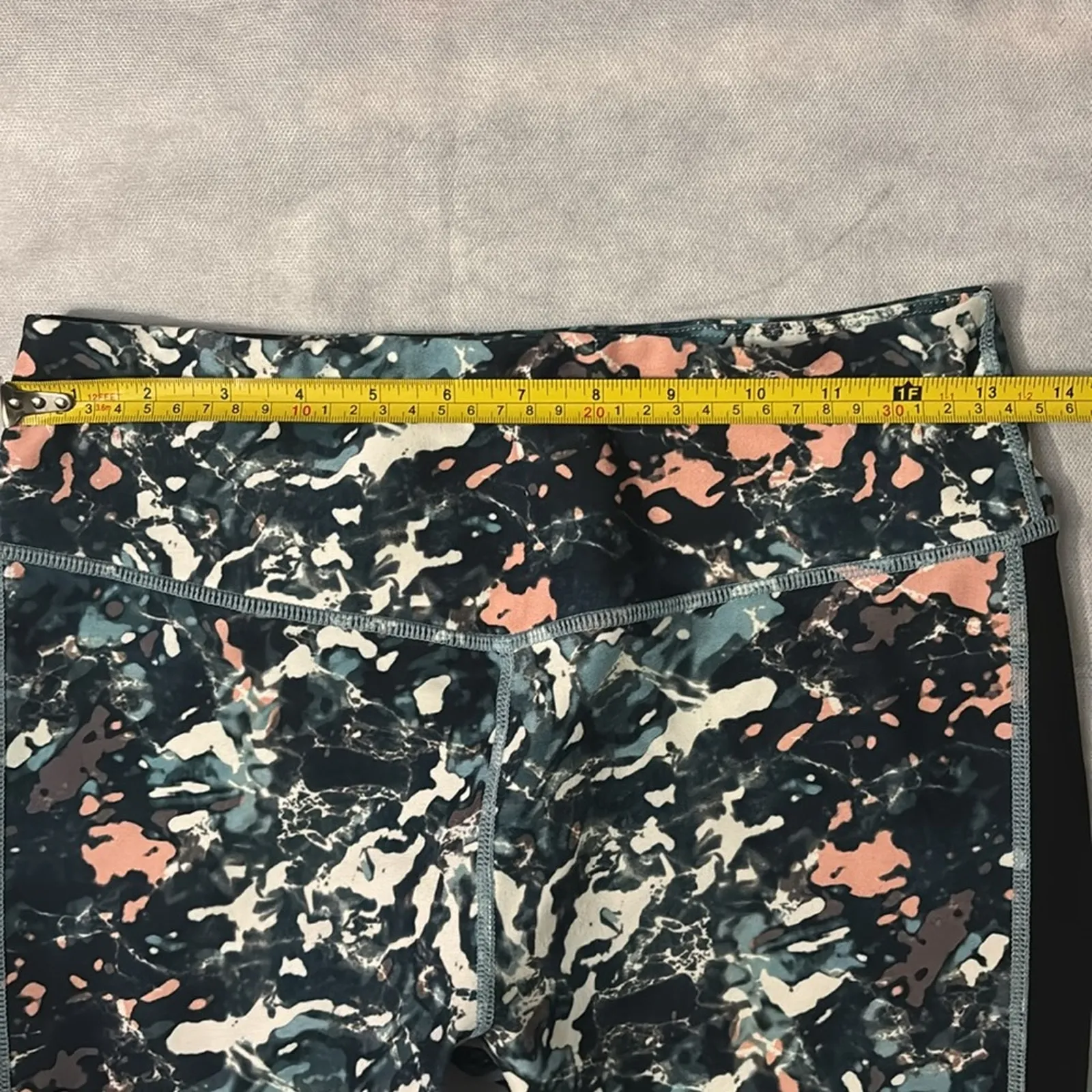 Print Multicolor Sheer Trim Leggings No Size Athleisure Sportswear Abstract - Image 5