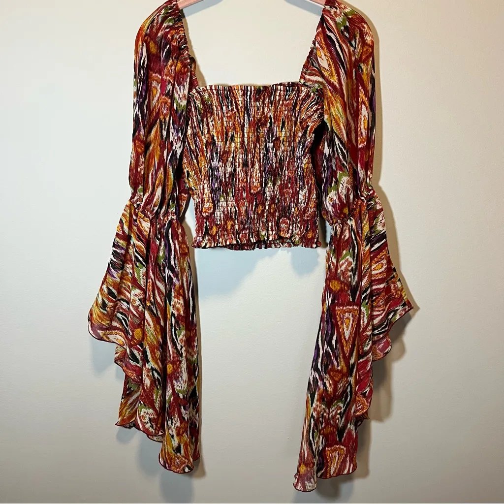 Live 4 Truth Red Orange Multicolor Bell Sleeve Top Medium - Image 9