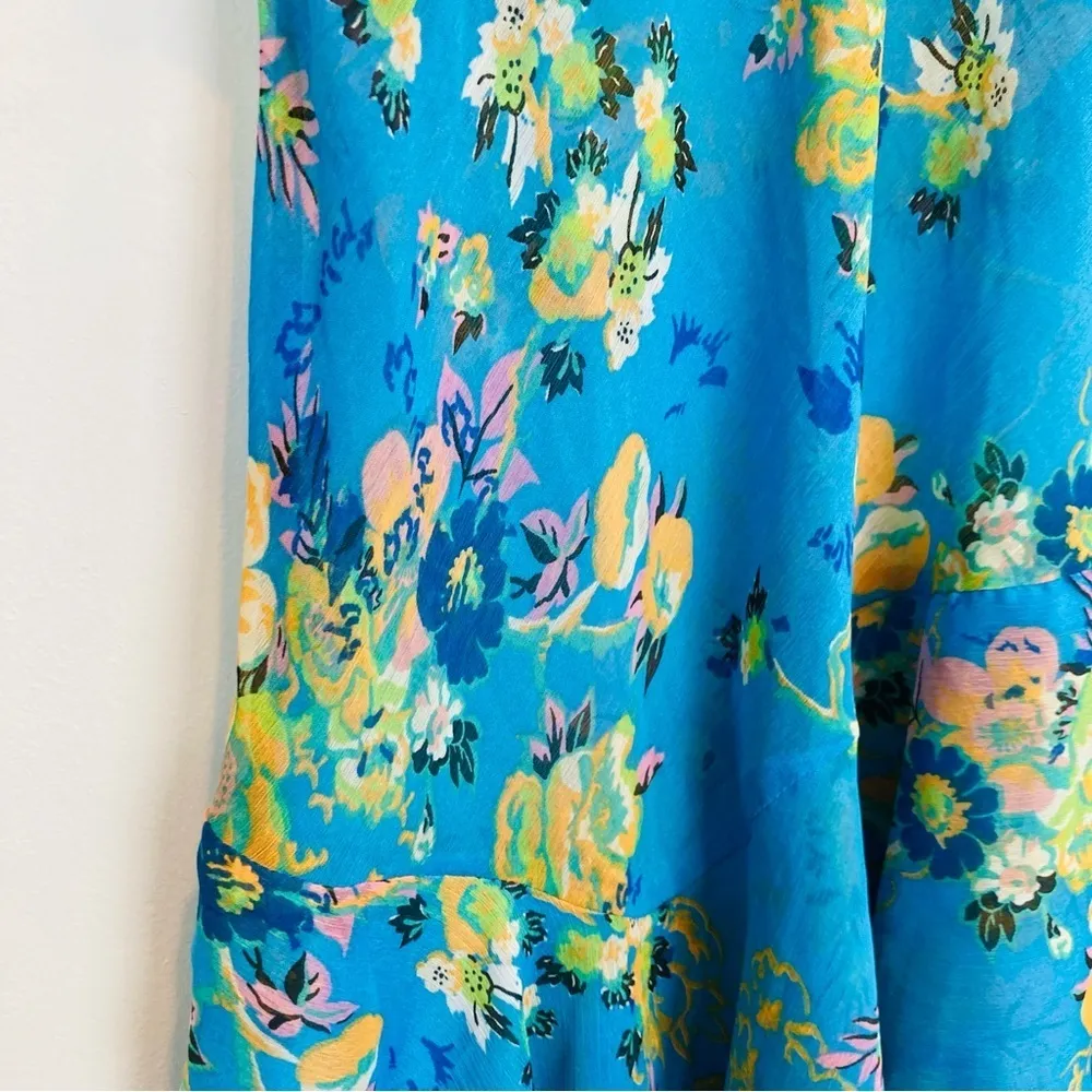 Free People love to live sheer blue chiffon floral mini dress. Size small - Image 4