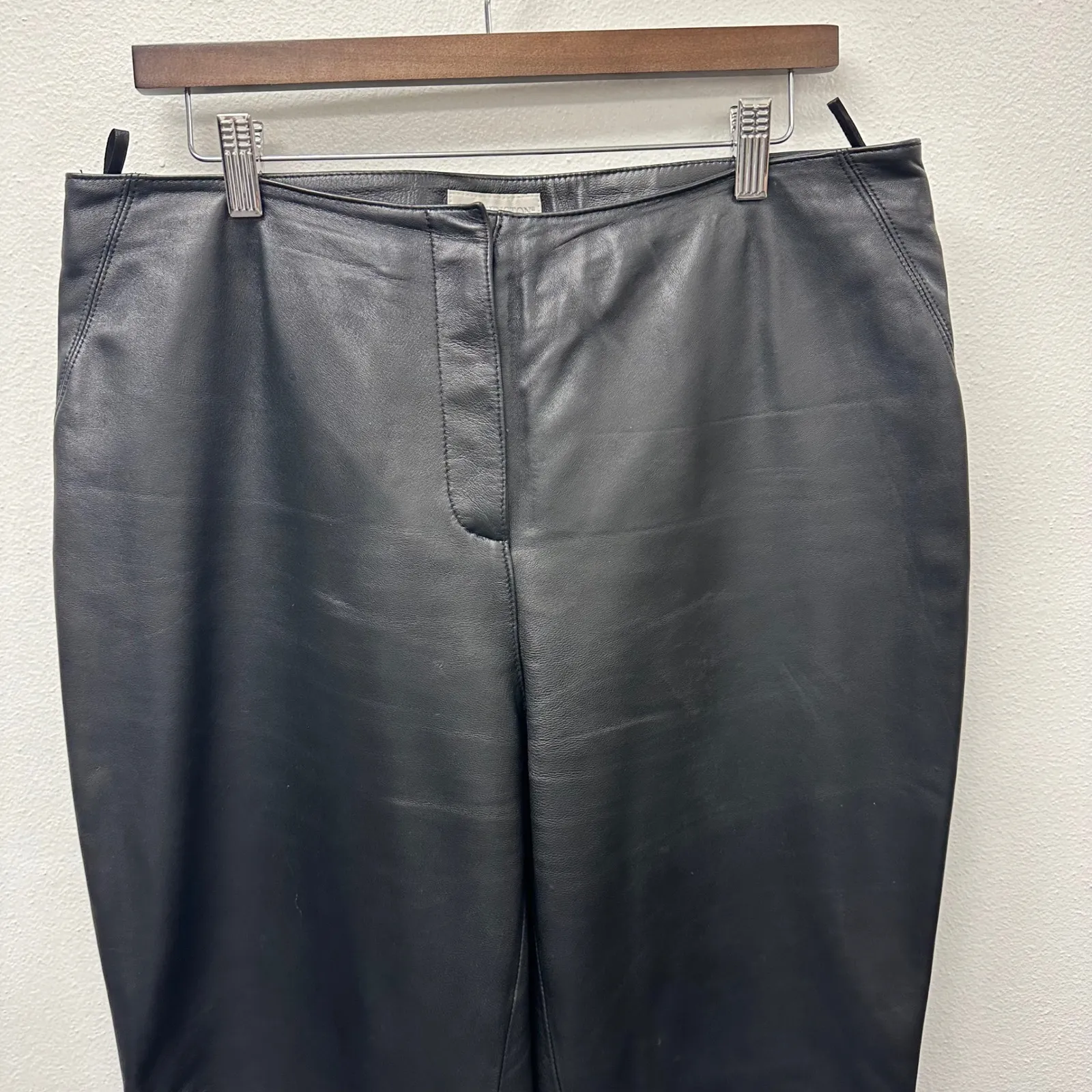 Vintage Worthington Boot‎ Cut Leather Pants Black Size 14 - Image 2