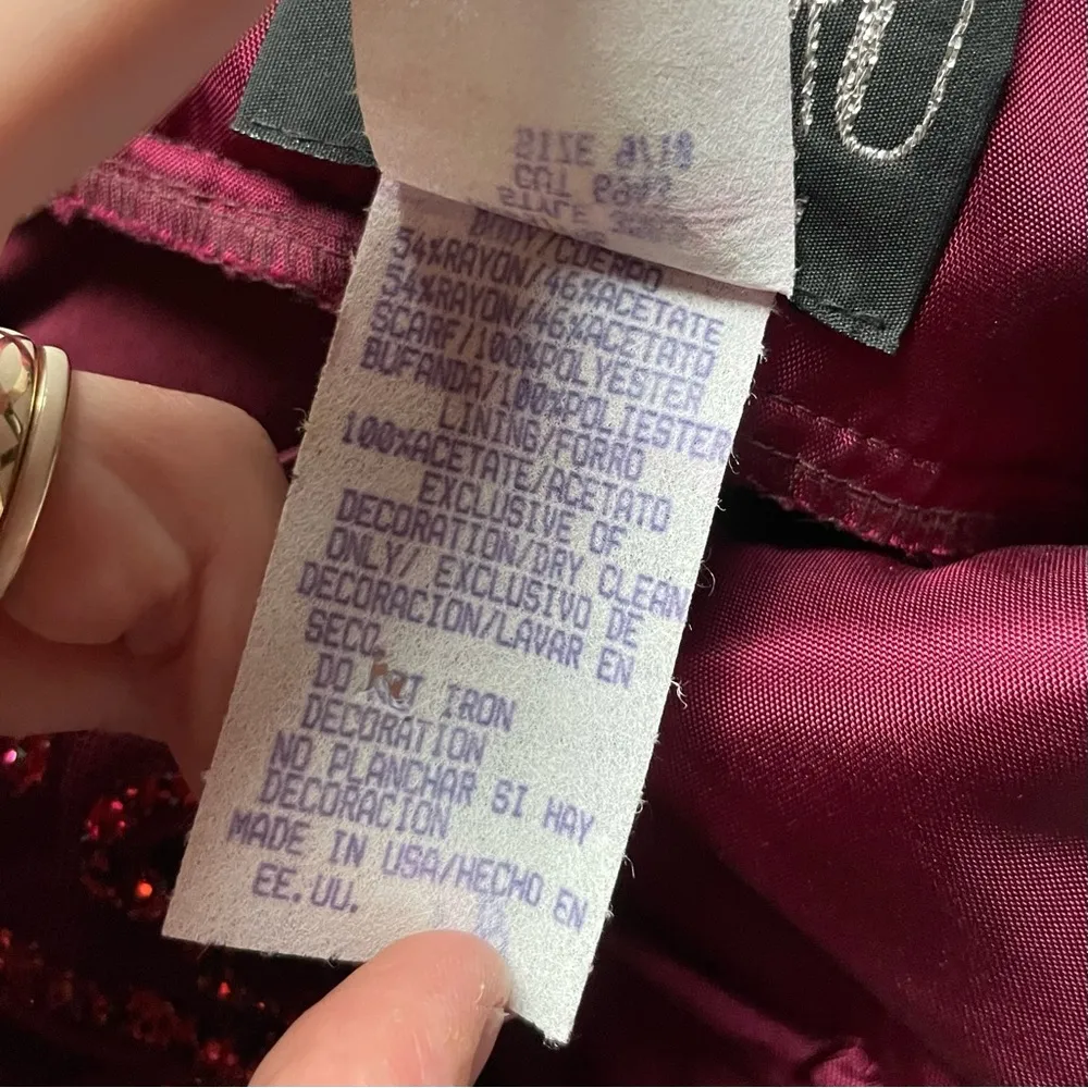 90s Vintage Burgundy Sequin Embellished Satin Slip Maxi Dress Formal Gown Red Size 6 - Image 8