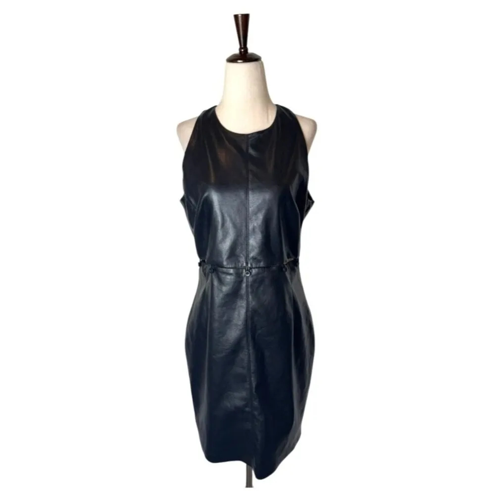 Nanushka Dress Women Large Black Faux‎ Leather Layan Mini NWT Whimsigoth Goth - Image 2